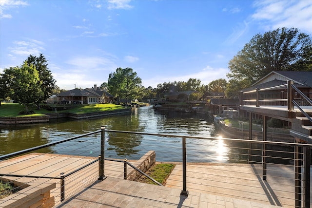 view of dock featuring a water view