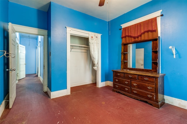 bedroom featuring a closet and ceiling fan