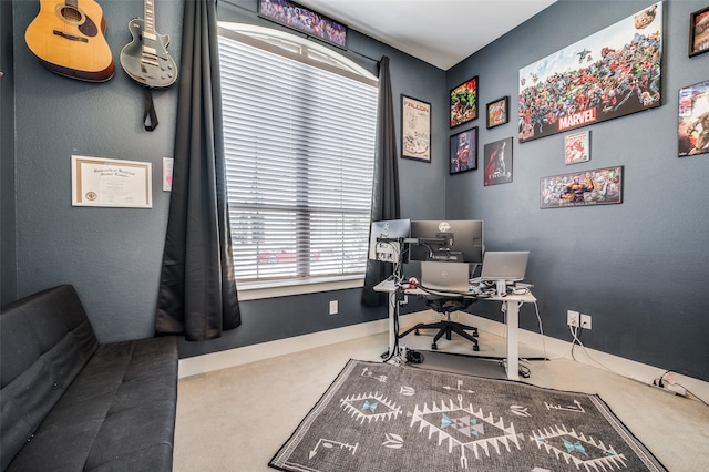 home office featuring carpet flooring