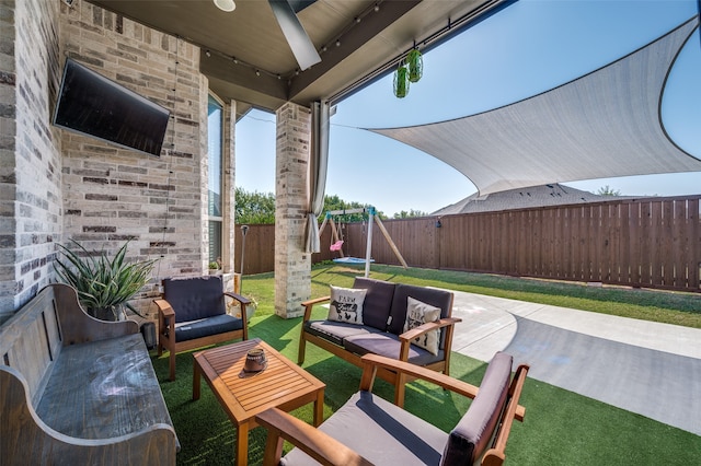 view of patio featuring an outdoor living space