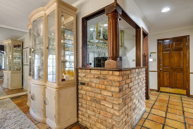 bar with crown molding