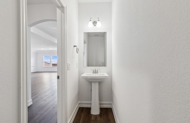 bathroom featuring wood-type flooring