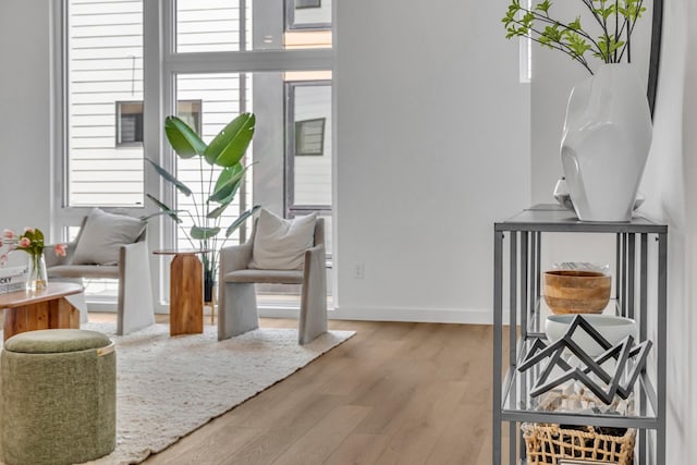 sitting room featuring baseboards and wood finished floors