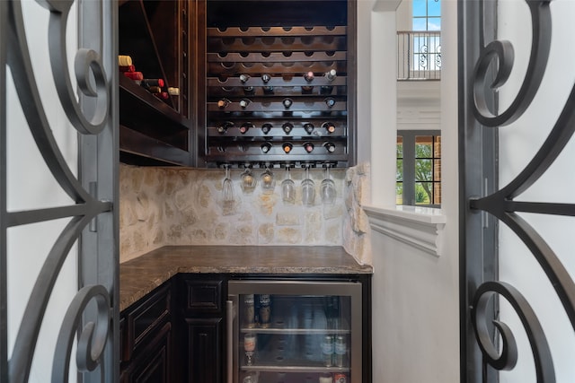 wine cellar with wine cooler and bar