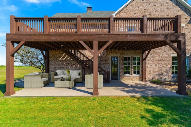 view of patio / terrace featuring an outdoor hangout area and a deck