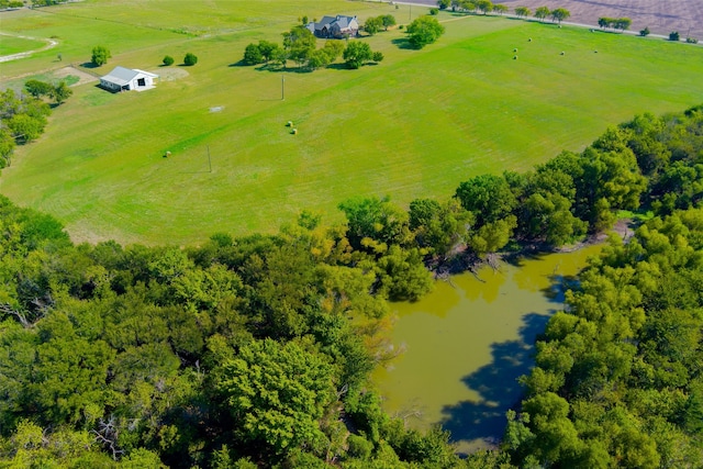 drone / aerial view with a rural view and a water view