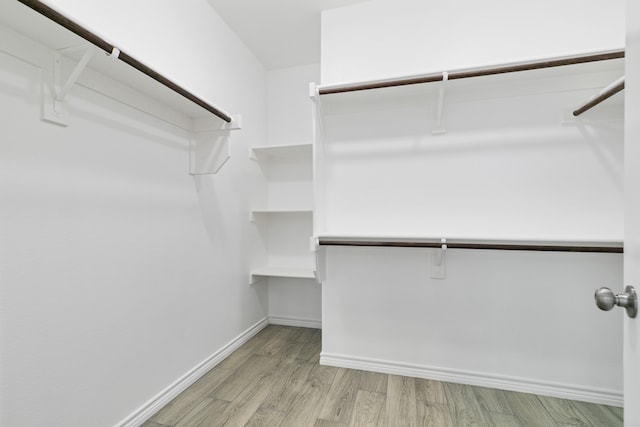 spacious closet with light hardwood / wood-style flooring