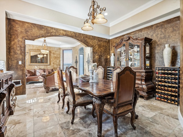 dining room with crown molding