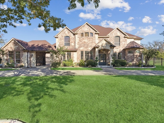 view of front of home featuring a front lawn