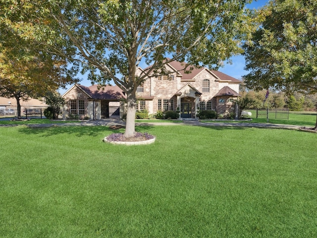 view of front of home with a front yard