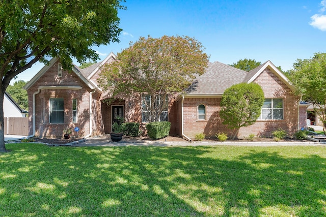 view of front of home with a front lawn