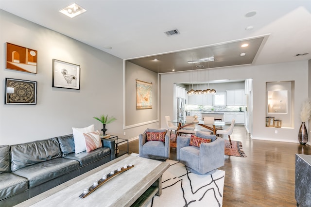 living room with light wood-type flooring