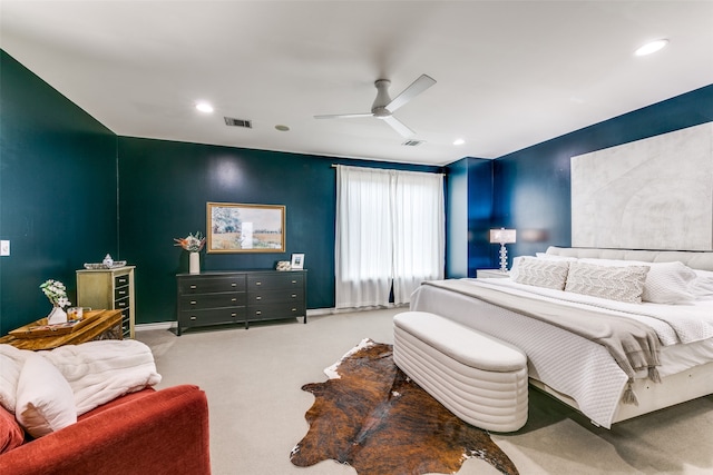 bedroom with carpet and ceiling fan