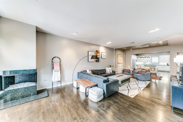 living room featuring light hardwood / wood-style floors