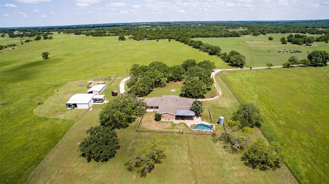 drone / aerial view with a rural view