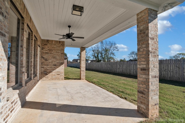 view of patio / terrace with ceiling fan