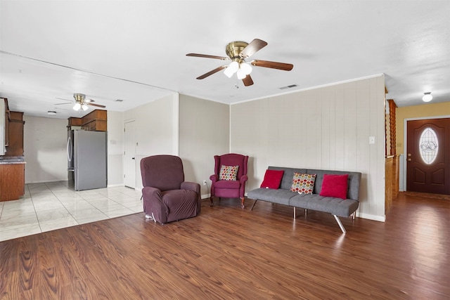 living room featuring light wood-type flooring