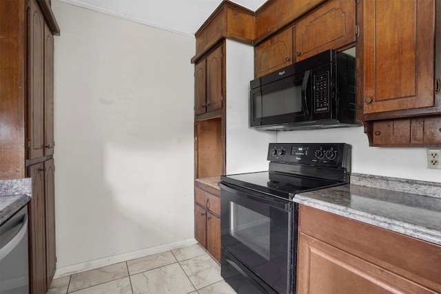 kitchen with black appliances