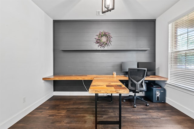 office featuring dark wood-type flooring