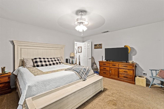 bedroom with carpet and ceiling fan