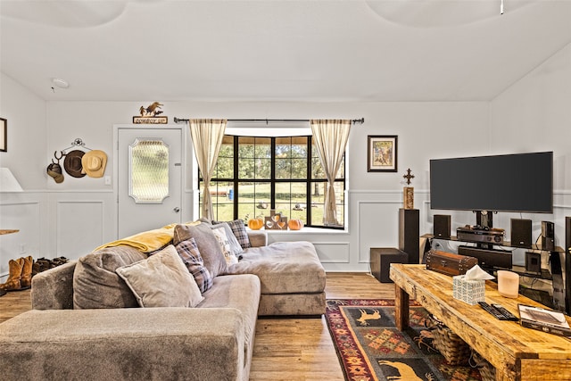 living room featuring light hardwood / wood-style flooring