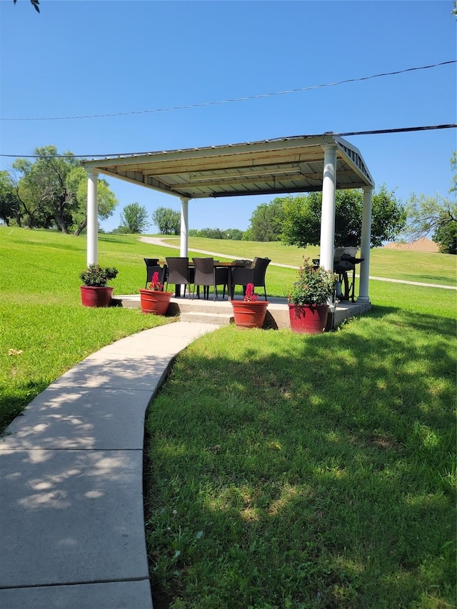 view of yard with a gazebo