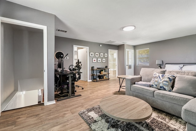 living room with hardwood / wood-style floors