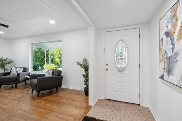 entryway with light hardwood / wood-style flooring