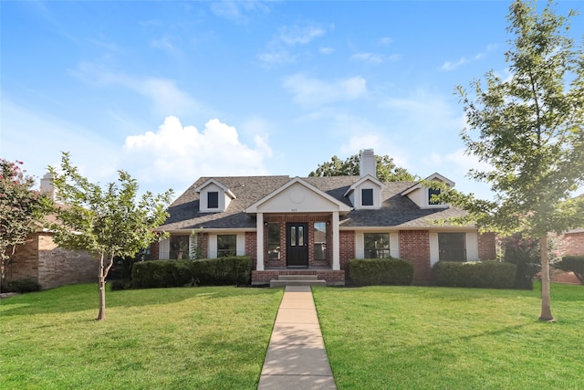 view of front of home featuring a front lawn