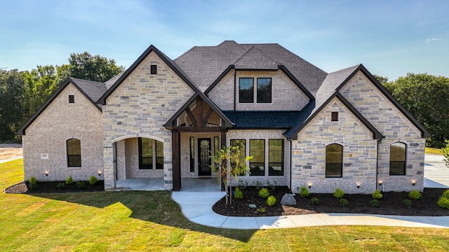 view of front of house featuring a patio and a front yard