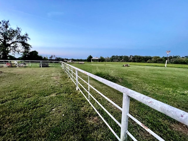 view of yard with a rural view