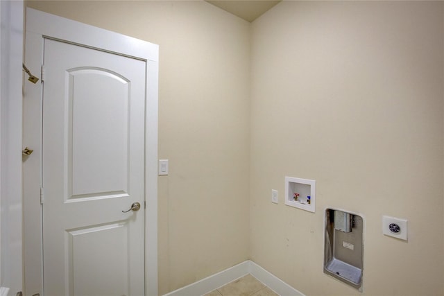 clothes washing area with washer hookup, light tile patterned floors, and electric dryer hookup