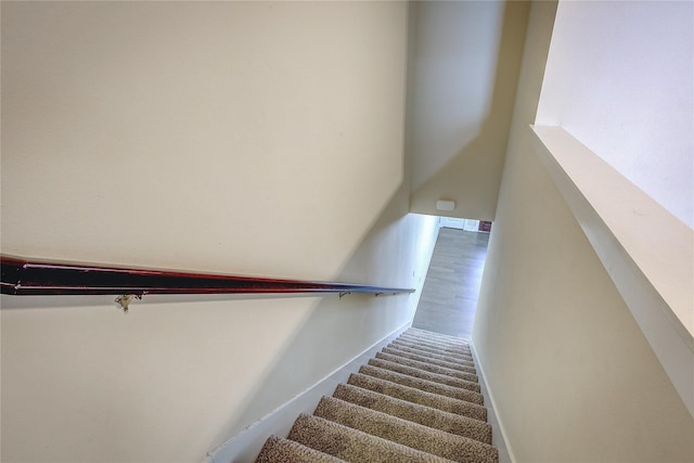 stairs with hardwood / wood-style floors