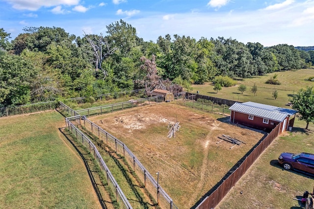 aerial view featuring a rural view