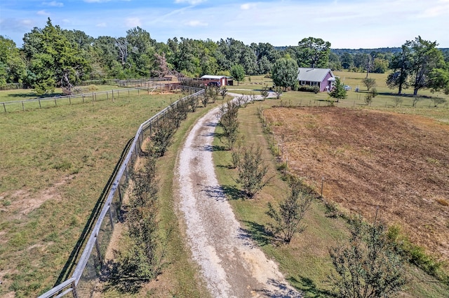 aerial view with a rural view