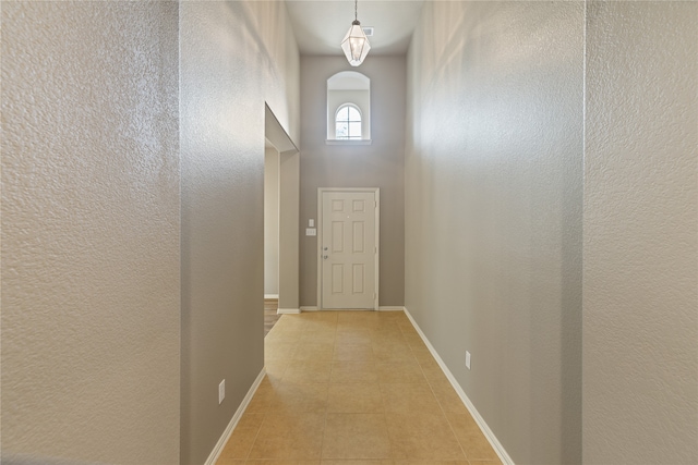 interior space featuring light tile patterned floors