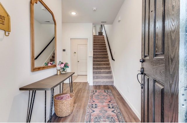 entrance foyer with wood-type flooring