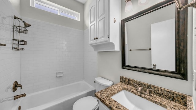 full bath featuring vanity,  shower combination, and toilet