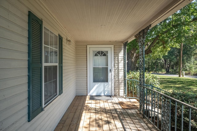 deck featuring covered porch