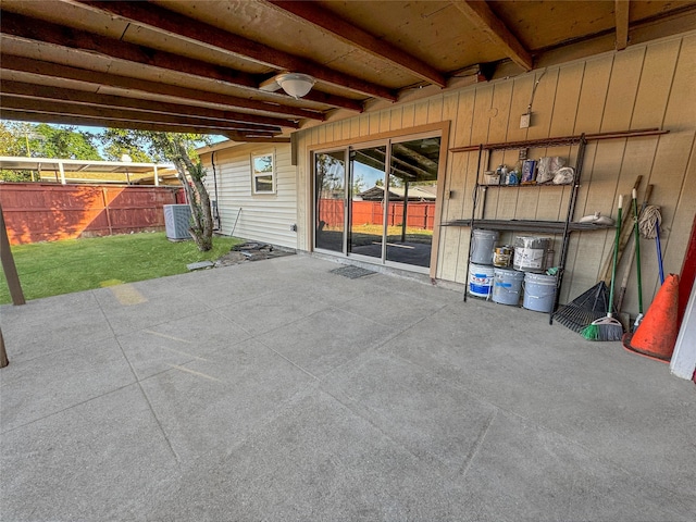 view of patio featuring central AC unit