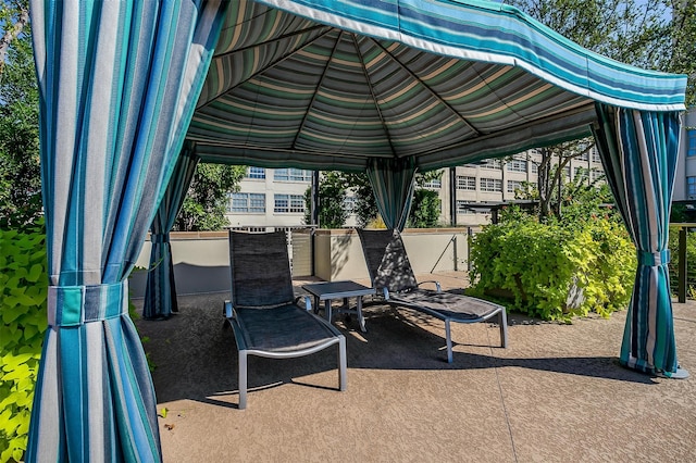 view of patio featuring a gazebo