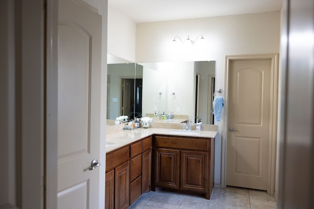 bathroom with vanity and tile patterned floors