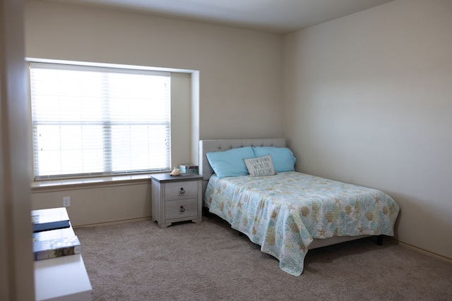 bedroom featuring multiple windows and light colored carpet