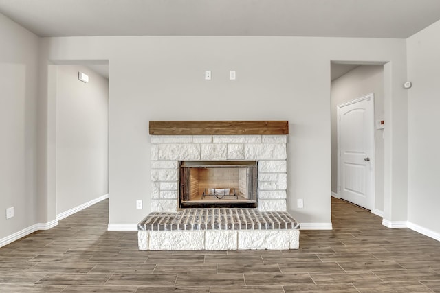 interior details with a fireplace