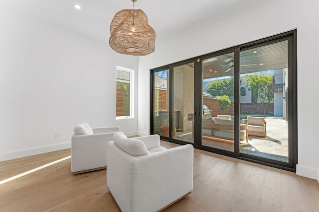 living room with light wood-type flooring