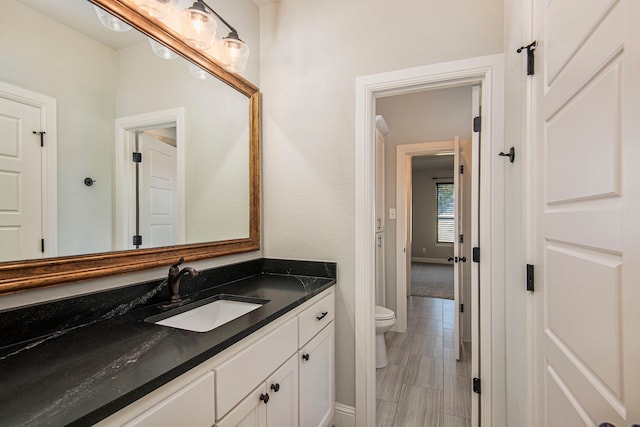 bathroom with toilet and vanity