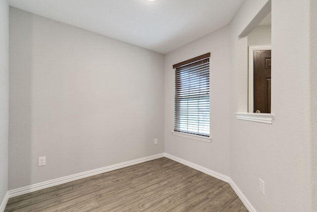 spare room featuring wood-type flooring