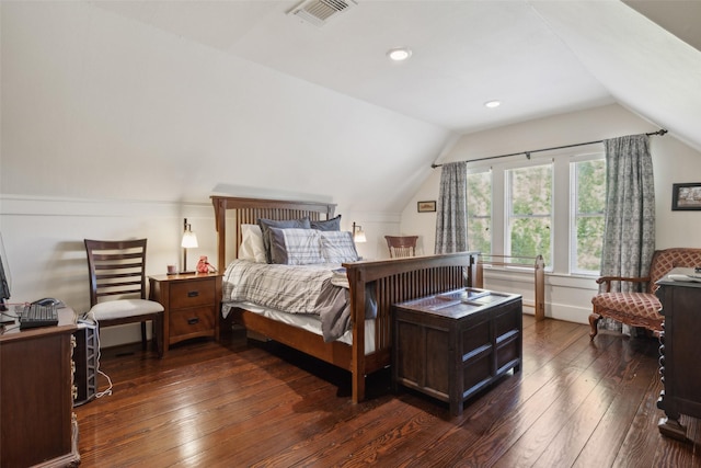 903 N College St, Mckinney, TX 75069 - bedroom with vaulted ceiling, dark wood-type flooring, and visible vents