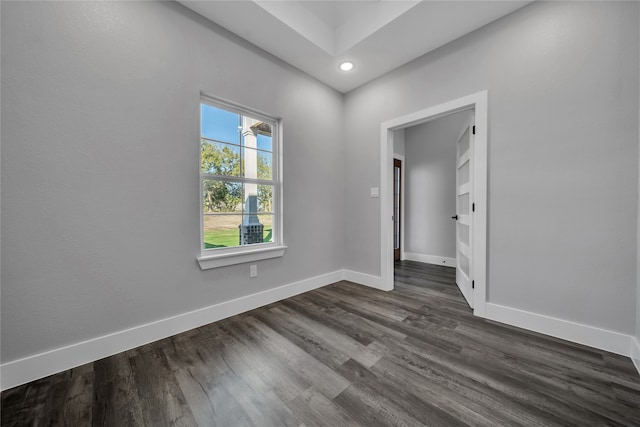 spare room featuring dark wood-type flooring