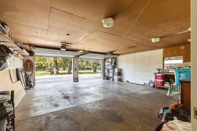 garage with a garage door opener